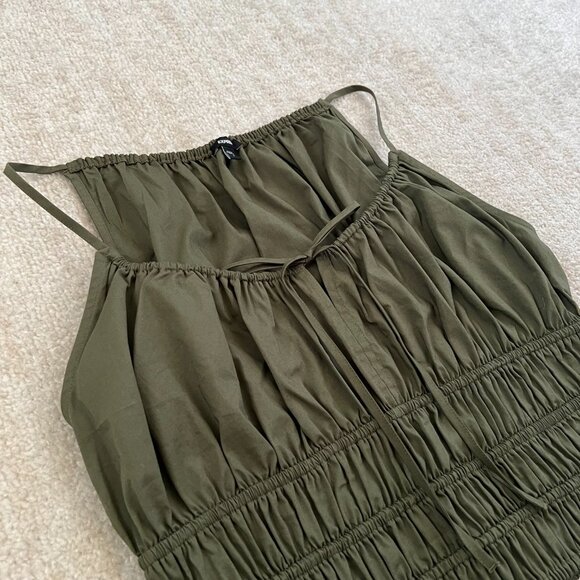 Express Green Cotton Boho Peasant Blouse Crop Top M Resort - Picture 3 of 7